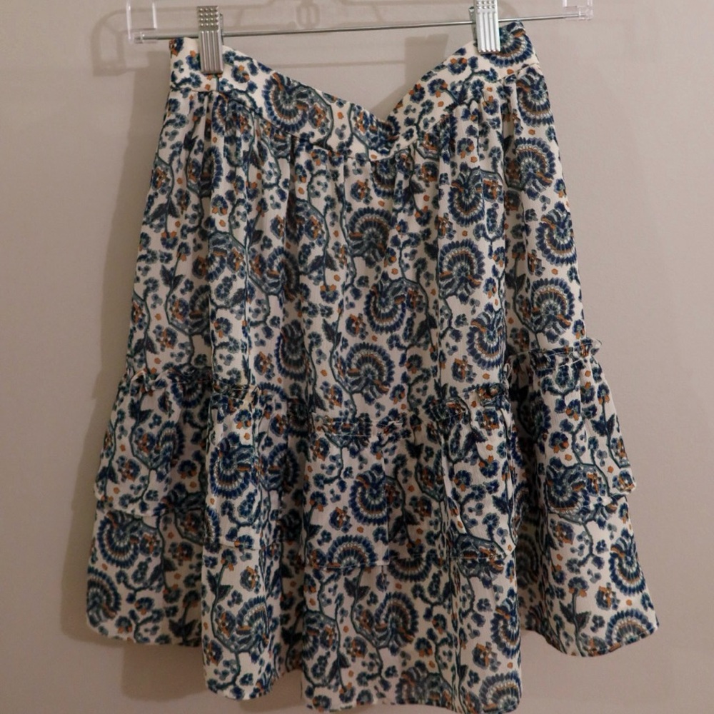 J. Crew Blue and White Floral Mini Skirt